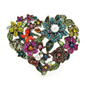 Multicolor Floral Heart Wreath Brooch