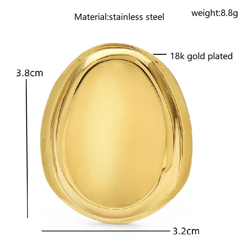 Polished Oval with Raised Rim Brooch — dimensions