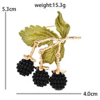 Enamel Berry Branch with Dangling Fruit Brooch — dimensions