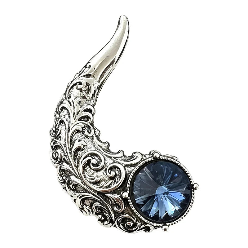 Vintage Carved Horn with Faceted Accent Brooch original white background product photo