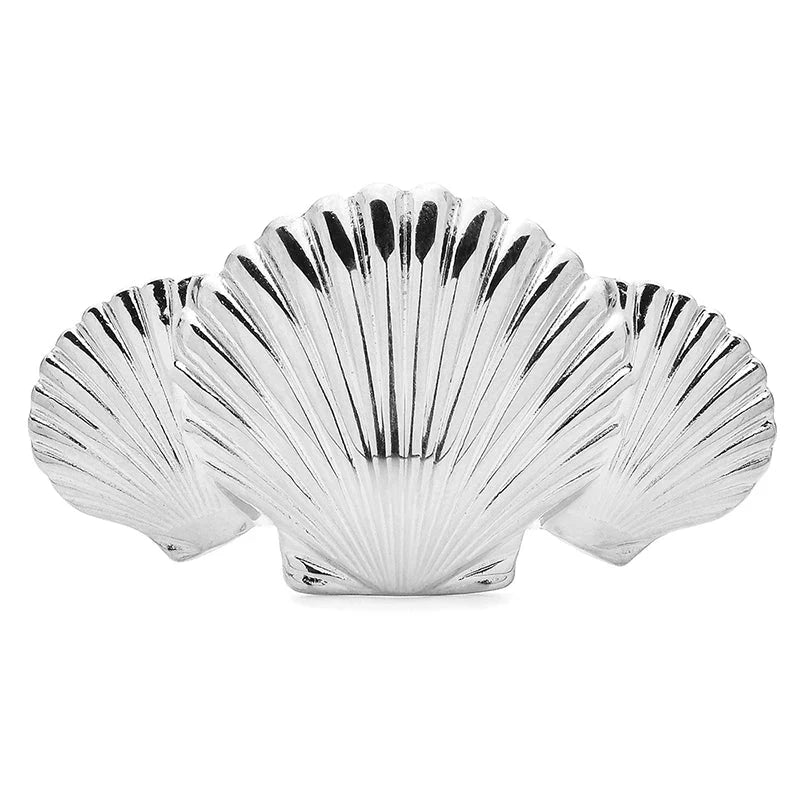 Layered Scallop Shells Stainless Steel Brooch — Silver