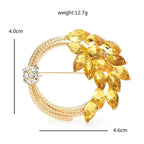Jeweled Wheat Circle Brooch