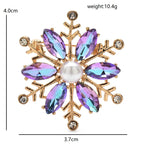 Faceted Snowflake with Pearl-Look Center Brooch dimensions and weight