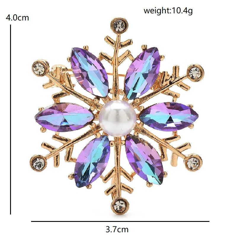 Faceted Snowflake with Pearl-Look Center Brooch dimensions and weight