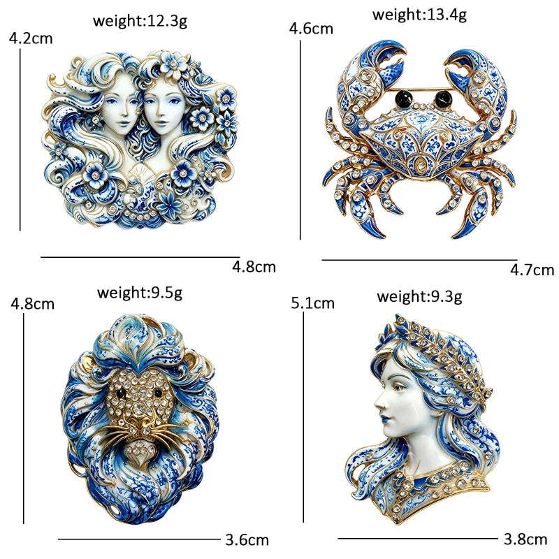 Ornate Zodiac Symbol Brooch