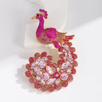 Peacock with Floral Jewel Tail Brooch