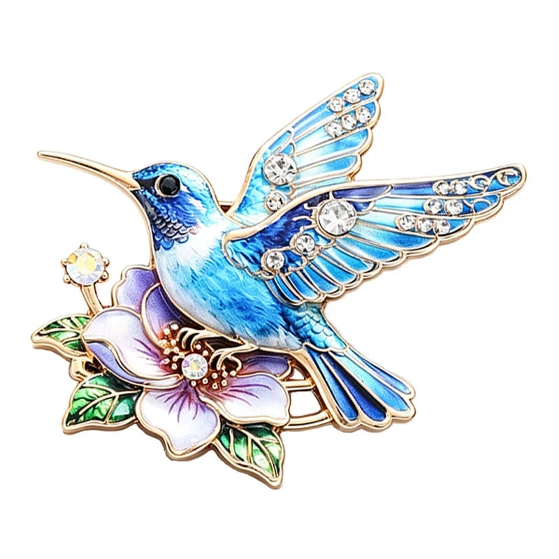 Hummingbird Hovering over a Flower Brooch original white background product photo