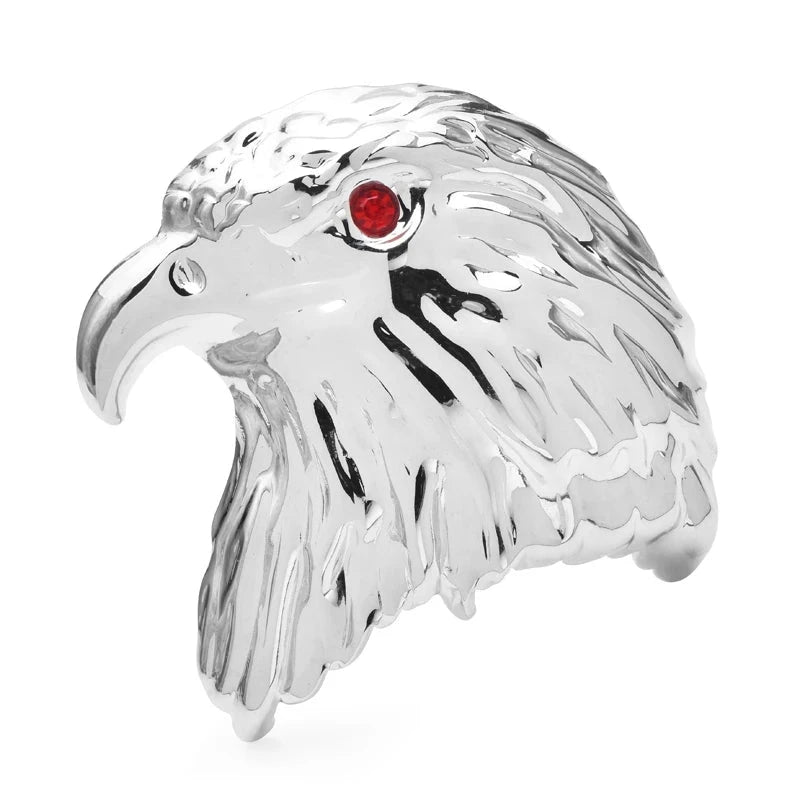 Textured Bald Eagle Head Brooch — Silver