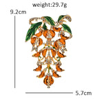 Jeweled Floral Spray with Hanging Petals Brooch — dimensions