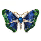 Gradient Enamel Butterfly Brooch — Blue & Green