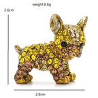 Rhinestone French Bulldog Brooch dimensions and weight