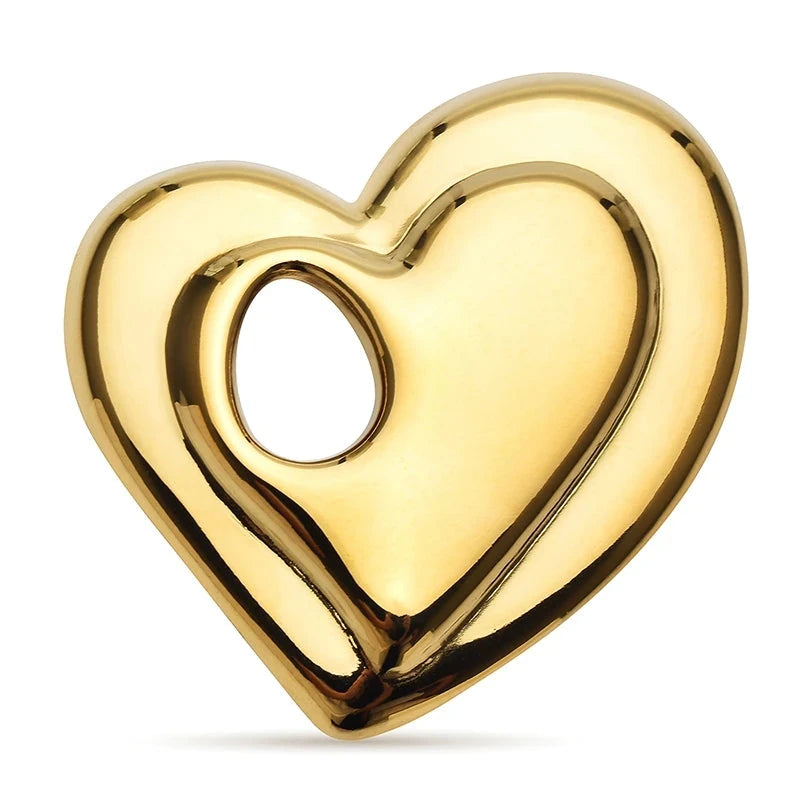 Open Double Heart Stainless Steel Brooch — Gold