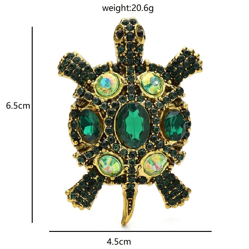 Vintage Jeweled Turtle with Oval Shell Brooch dimensions and weight