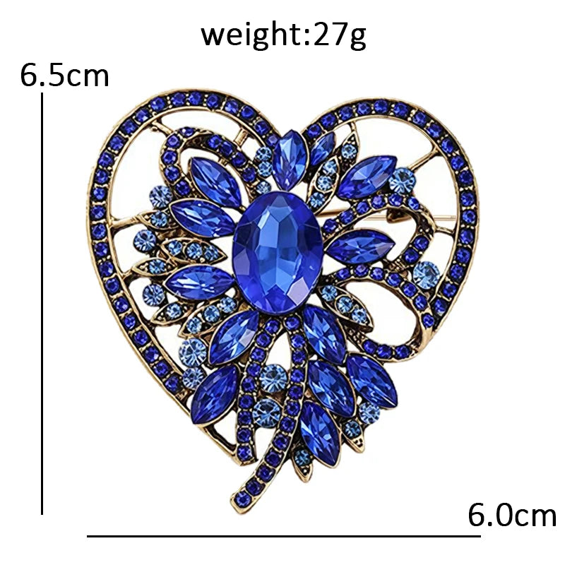 Faceted Flower in Open Heart Brooch