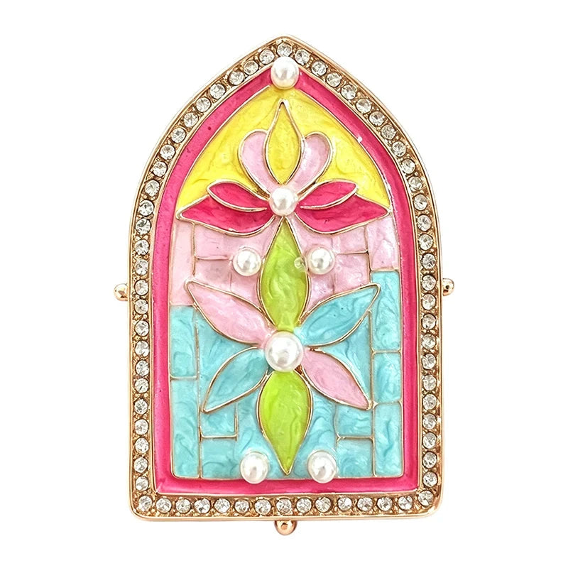 Stained Glass Style Floral Window Brooch original white background product photo