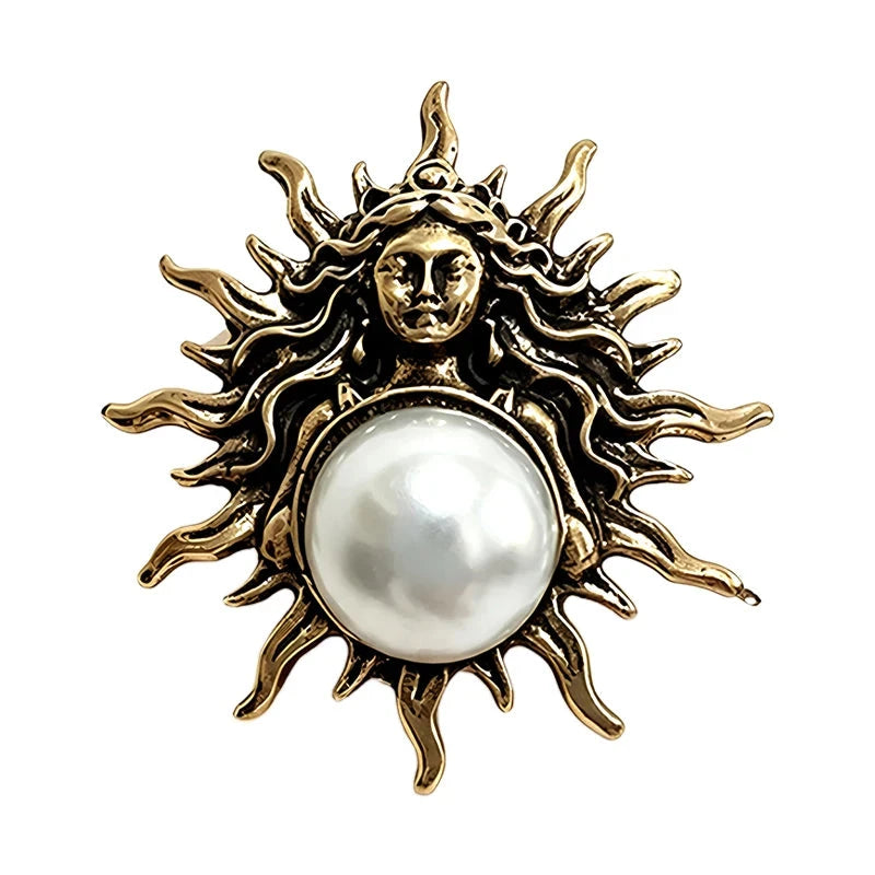 Sun Goddess with Pearl-Look Accent Brooch original white background variant photo
