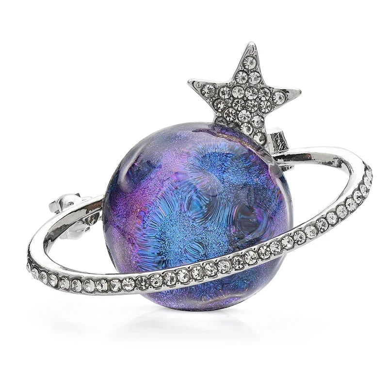 Purple Planet with Rhinestone Ring and Star Brooch product variant photo