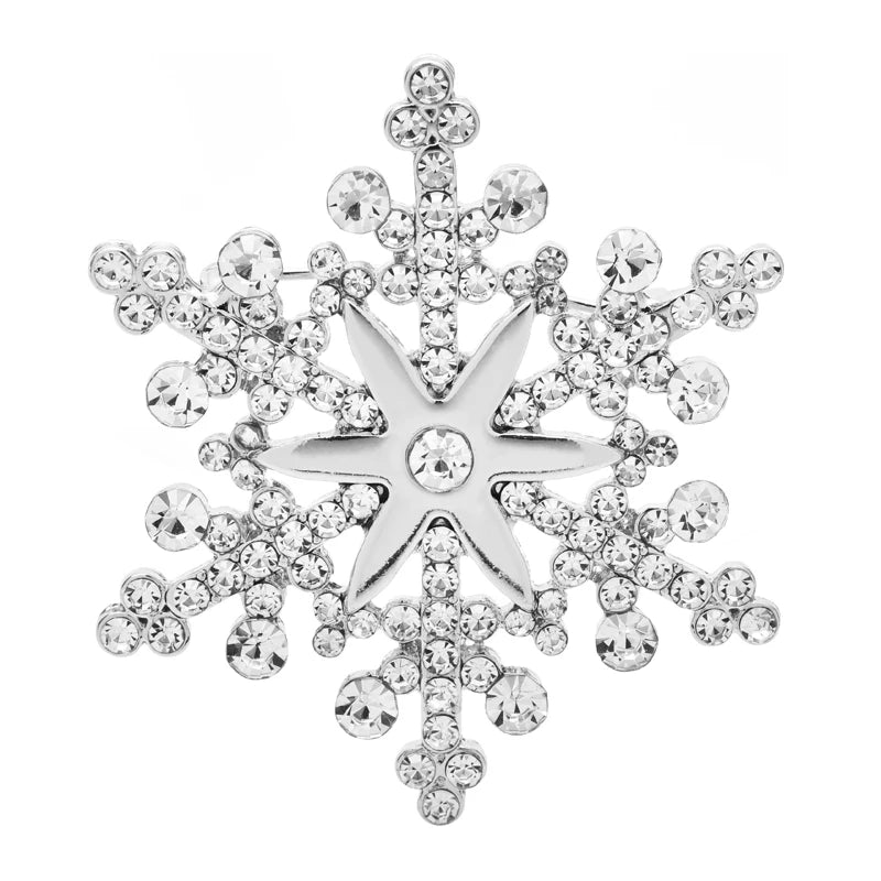 Jeweled Star Center Snowflake Brooch