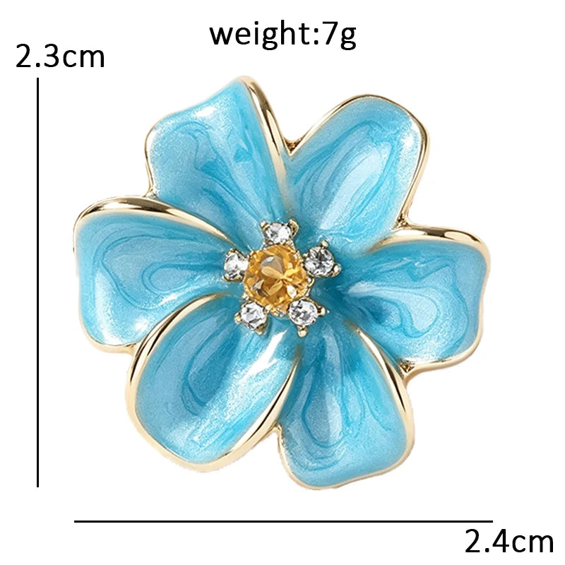 Petite Five Petal Enamel Flower Brooch