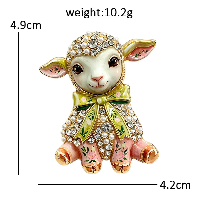 Ribbon Bow Toy Lamb Brooch