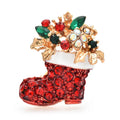 Jeweled Red Christmas Stocking Brooch