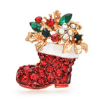 Jeweled Red Christmas Stocking Brooch