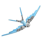 Large Enamel Swallow with Rhinestones Brooch — Blue