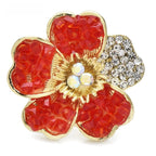 Textured Faceted Blossom with Rhinestone Petal Brooch product variant photo