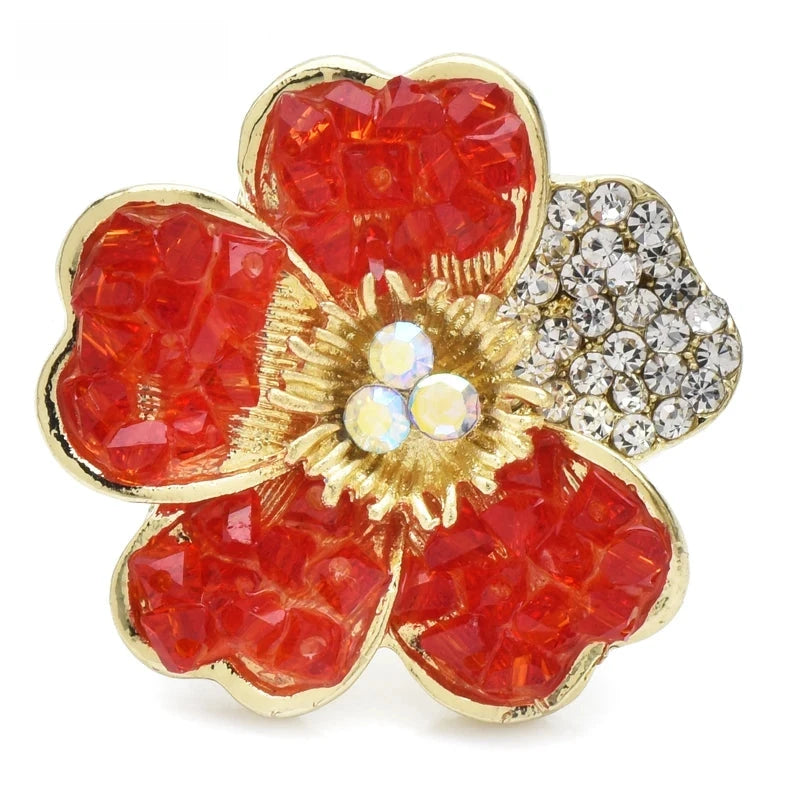 Textured Faceted Blossom with Rhinestone Petal Brooch product variant photo