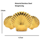 Layered Scallop Shells Stainless Steel Brooch — dimensions
