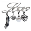 Love Script with High-Heel and Heart Charms Brooch — Love & Charm Dangles