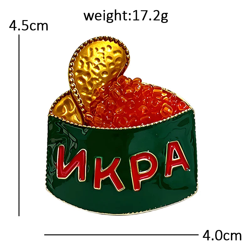 Caviar Tin with Spoon Brooch