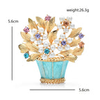 Broche bouquet de fleurs façon perle en pot