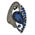 Geometric Teardrop with Faceted Center Brooch — Blue