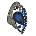 Geometric Teardrop with Faceted Center Brooch — Blue