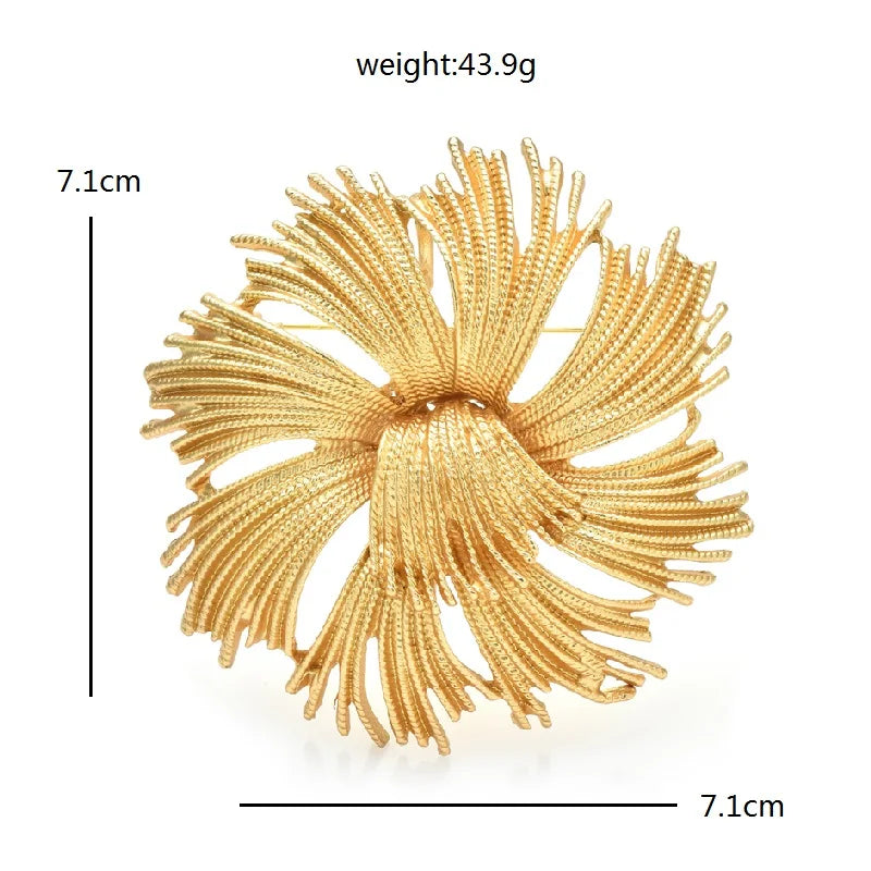 Sculptural Gold Chrysanthemum Brooch