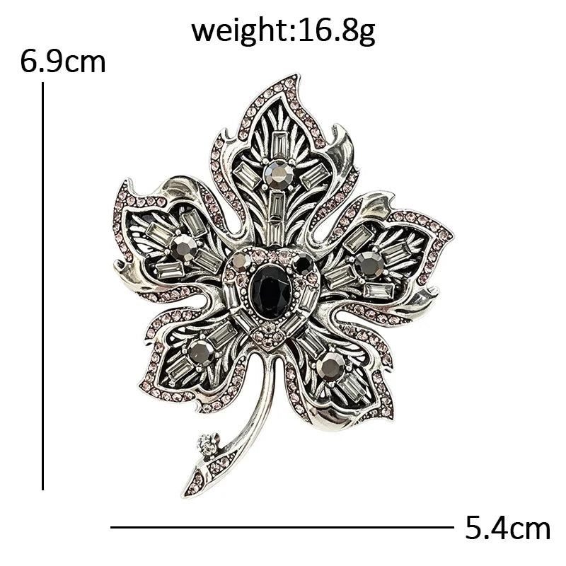 Vintage Baguette Faceted Maple Leaf Brooch