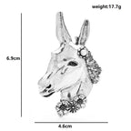 Long-Eared Equine Head with Flowers Brooch — dimensions