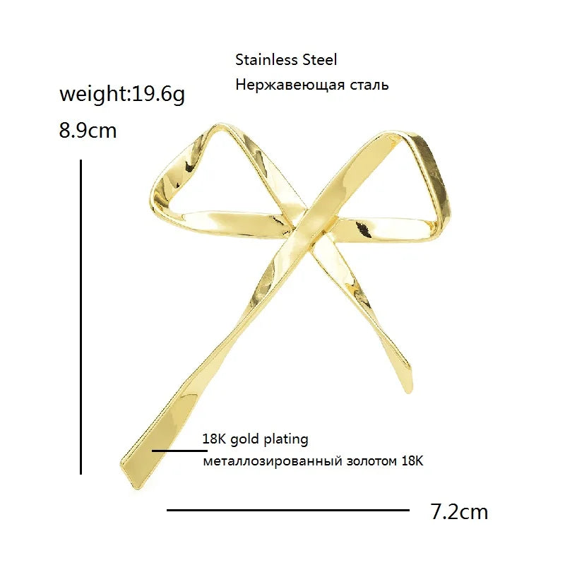 Oversized Polished Bow Brooch — dimensions