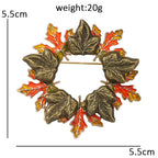 Autumn Leaf Circle Wreath Brooch
