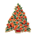 Enamel Christmas Tree with Red Berries Brooch original white background product photo