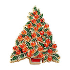 Enamel Christmas Tree with Red Berries Brooch original white background product photo