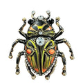 Ornate Floral Beetle with Rhinestones Brooch original white background product photo
