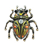 Ornate Floral Beetle with Rhinestones Brooch original white background product photo