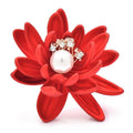 Red Lotus Flower with Pearl-Look Center Brooch — Red Lotus Flower