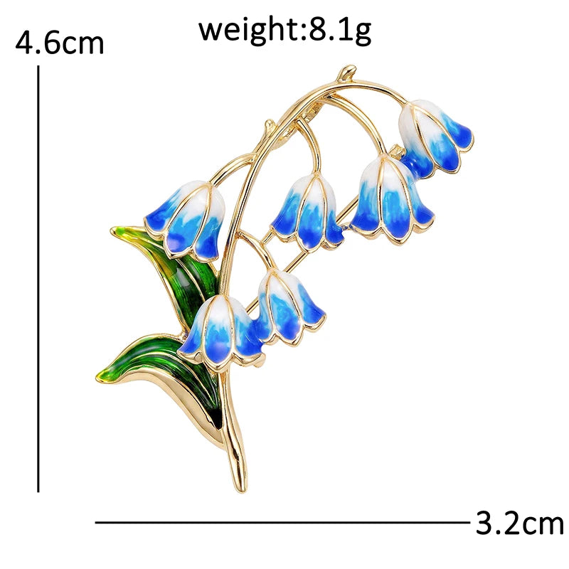 Nodding Lily Flowers and Leaves Brooch