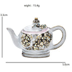 Ornate Enamel Teapot Brooch — dimensions