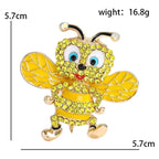 Smiling Enamel Bee with Rhinestones Brooch — dimensions