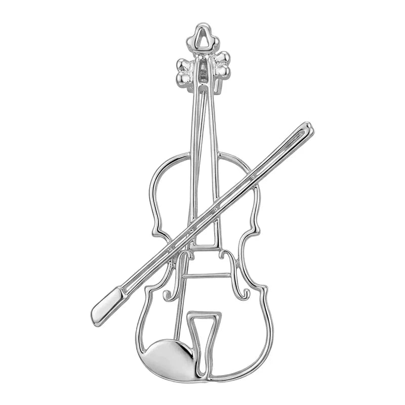 Openwork Violin and Bow Brooch original white background product photo