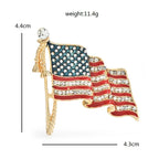 Rhinestone American Flag Brooch